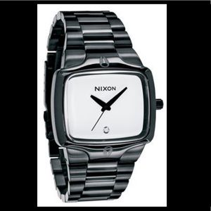 Nixon the Player Black Stainless Steel Watch white